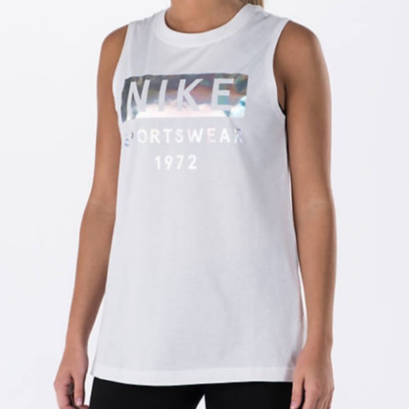 Nike Tops - Nike Silver Foil Muscle Tank Large